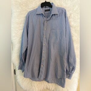 Bullock & Jones Men’s Blue/White Checkered Long Sleeve Button Down Shirt-XXL
